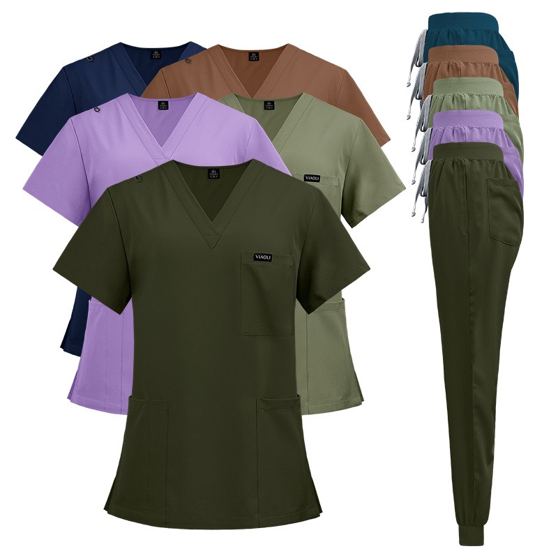 Medical Lab Gown - Unisex Short-Sleeved Surgical Scrub Set, Skin
